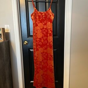 Cider Orange Floral Velvet Dress